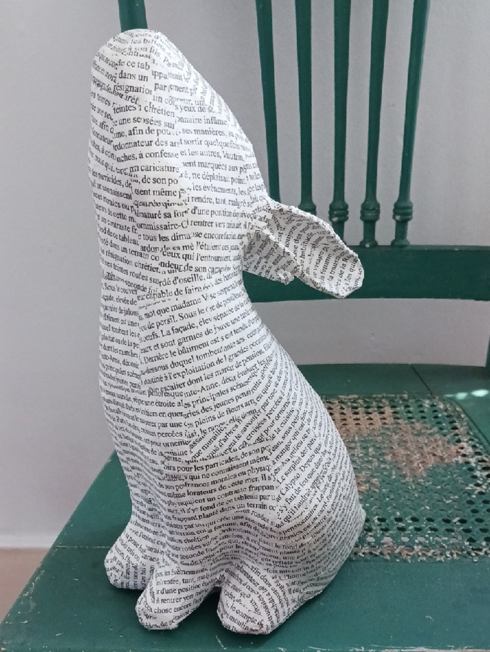 Vintage French Text Papier-mâché Rabbit - Picture 2 of 11